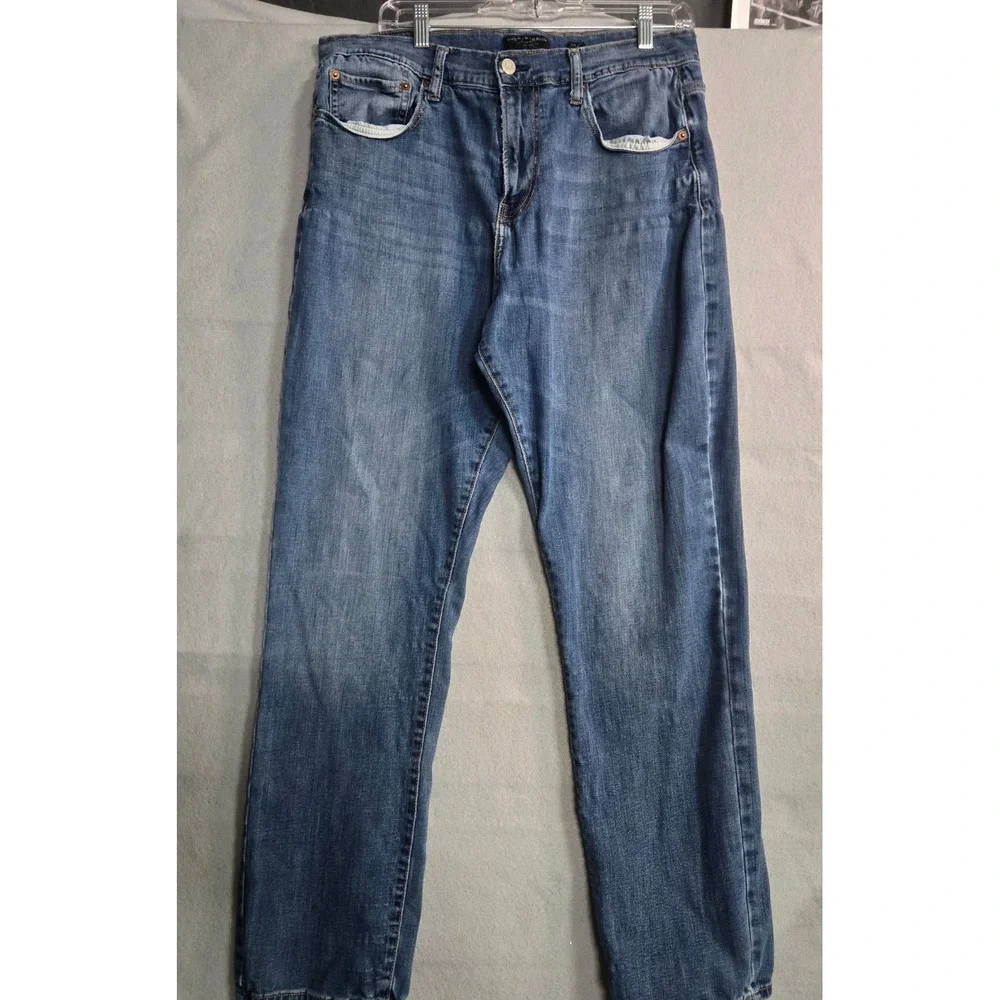 Lucky Brand 410 Athletic Straight Mens Blue Denim Jeans 34x32 Medium Wash